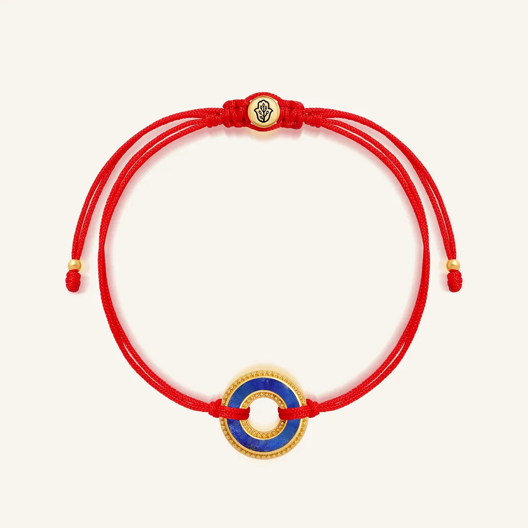 Deep Insight Lapis Karma Circle Red String Bracelet