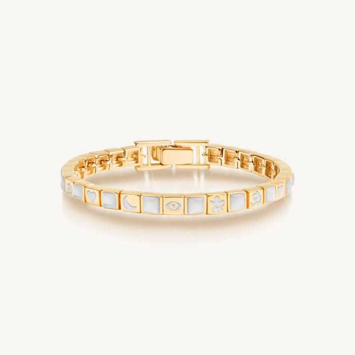 Miraculous Protection Multi Charm Mother of Pearl Bracelet