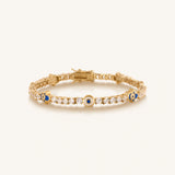 Warden of Peace Gold Evil Eye & Hamsa Tennis Bracelet
