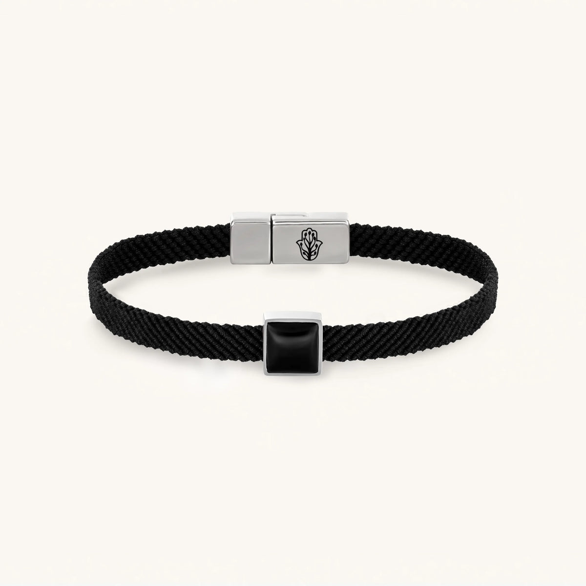 Black Macrame & Onyx Magnetic Bracelet