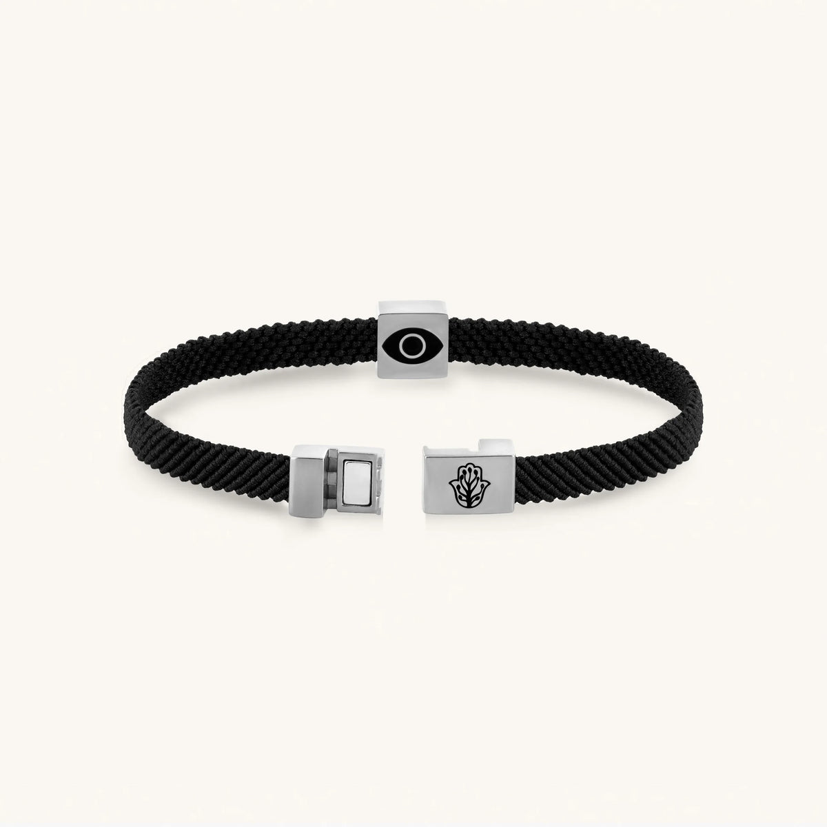 Black Macrame & Onyx Magnetic Bracelet