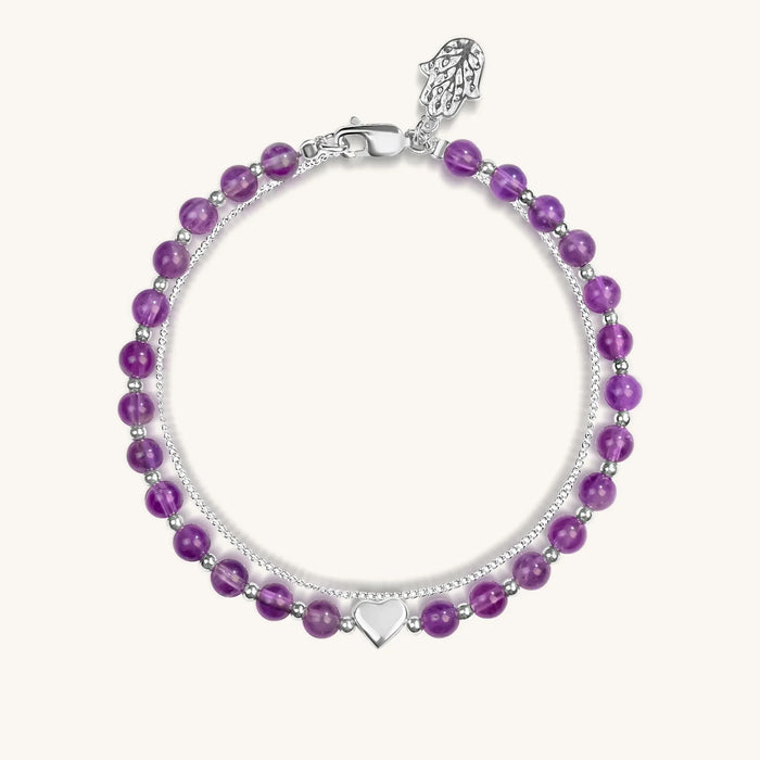 Soothing Love Amethyst Heart Charm Bracelet