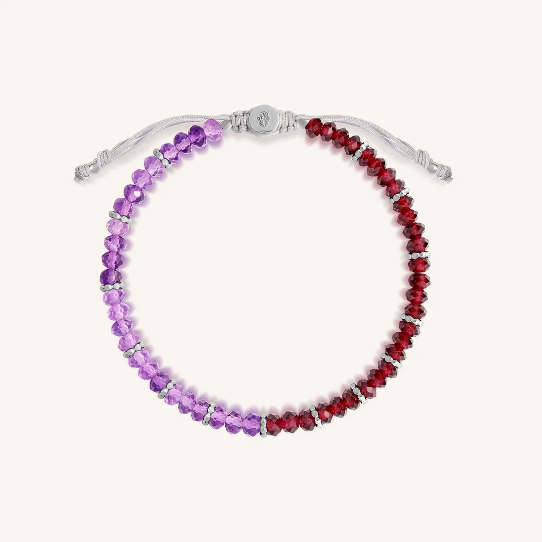 Dreamy Energizer Amethyst Garnet Drawstring Bracelet