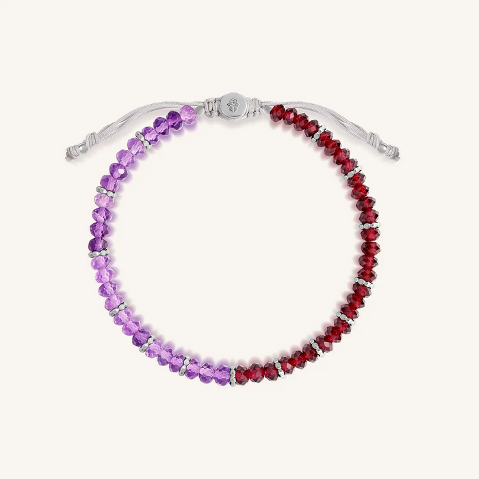 Dreamy Energizer Amethyst Garnet Drawstring Bracelet