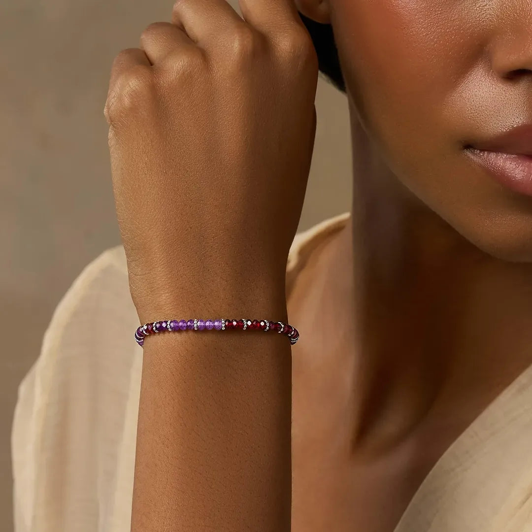 Dreamy Energizer Amethyst Garnet Drawstring Bracelet