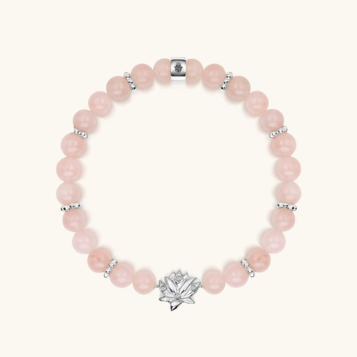 Emotion Renewal Rose Quartz Lotus Charm Bracelet