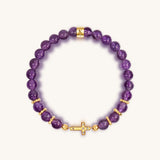 Leap of Intuition Amethyst Cross Charm Bracelet