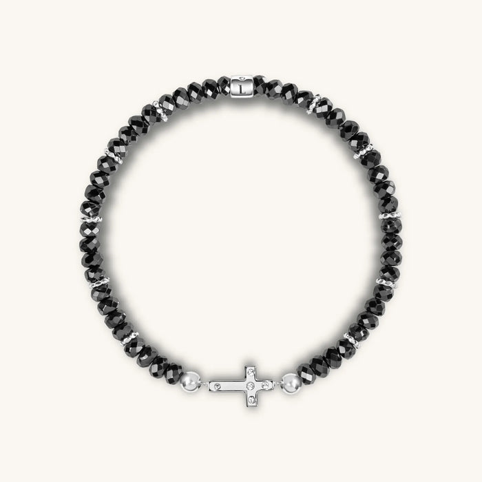 Grounded In Faith Hematite Cross Bracelet