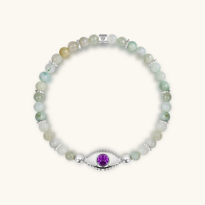 Prosperity Magnet Jade Amethyst Evil Eye Charm Bracelet