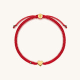 Enchanting Love Red String Gold Heart Charm Bracelet