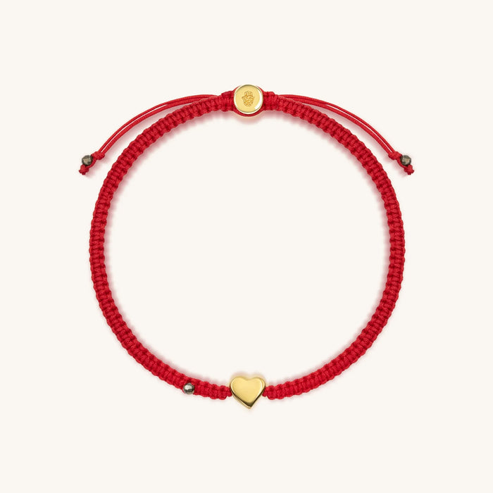 Enchanting Love Red String Gold Heart Charm Bracelet