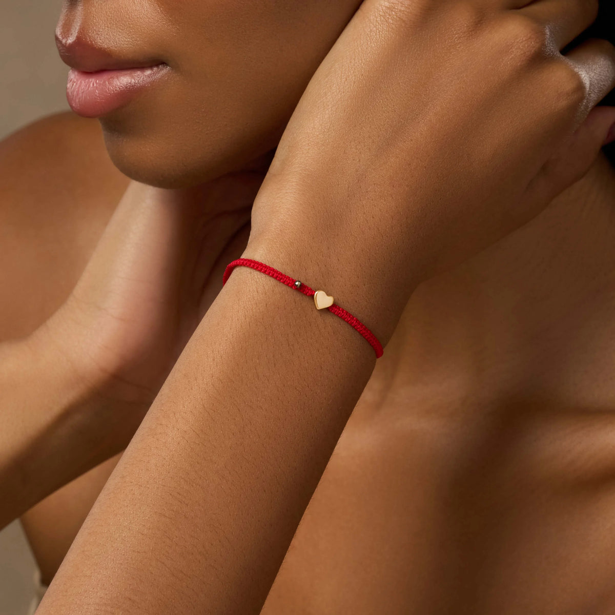 Enchanting Love Red String Gold Heart Charm Bracelet
