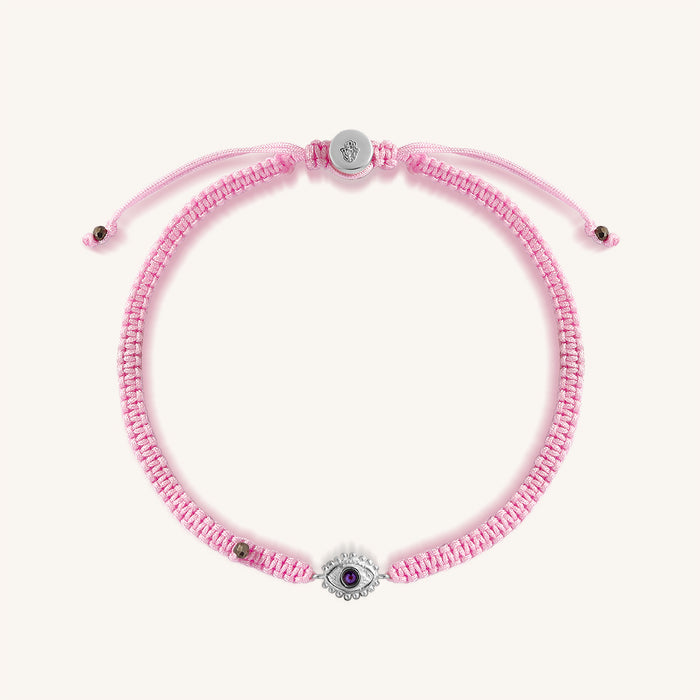 Protective Hope – Pink String Amethyst Evil Eye Charm Bracelet