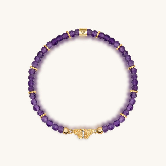 Spiritual Transformation Amethyst Butterfly Charm Bracelet