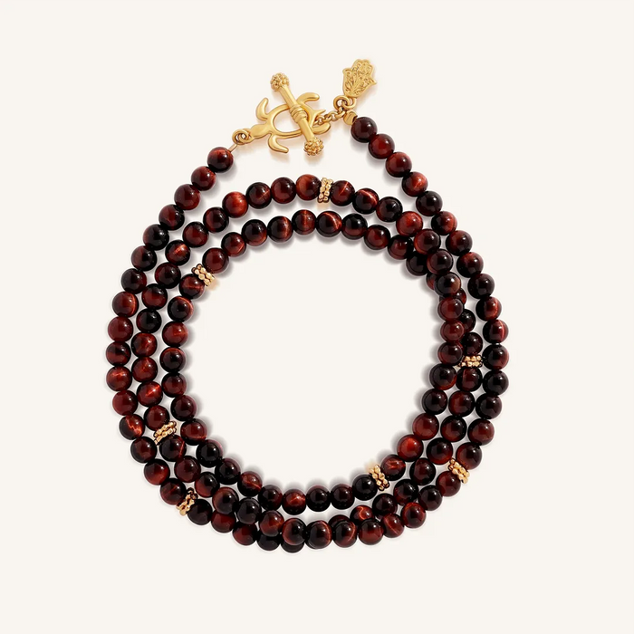 Enduring Flow Red Tiger Eye Turtle Wrap Bracelet