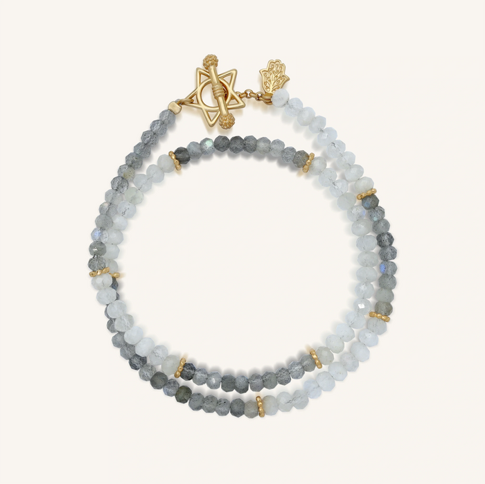 Celestial Path Moonstone Labradorite Star Wrap Bracelet