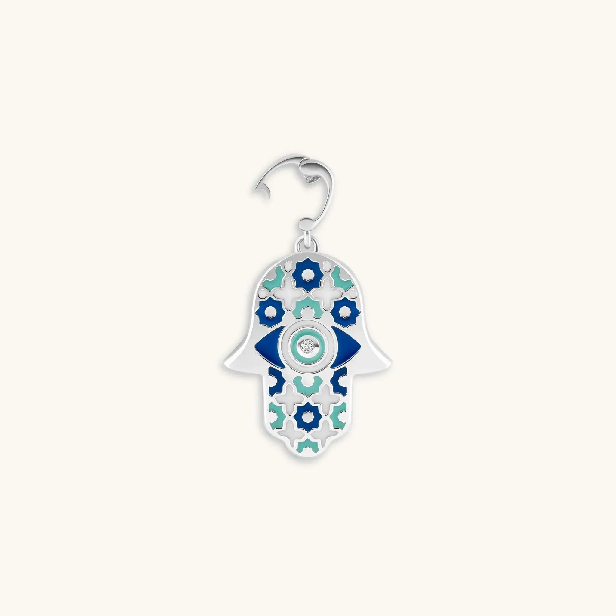 Safe & Sound Silver Patterned Hamsa Charm