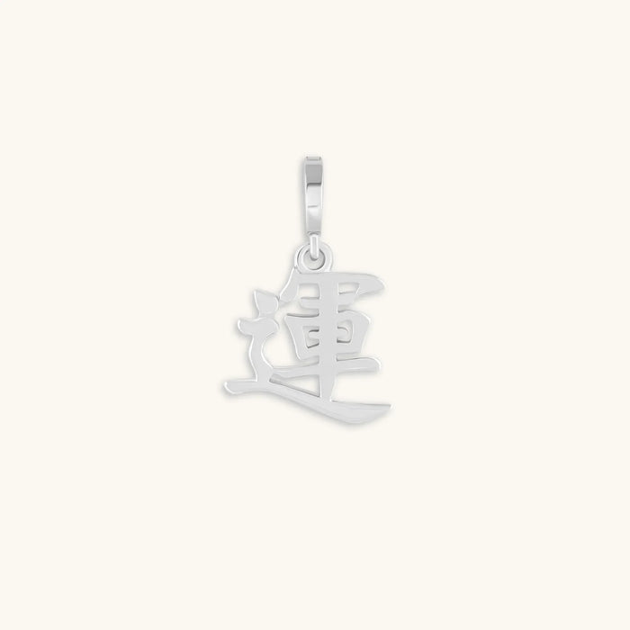 Prosperity & Abundance Kanji “Lucky” Rhodium Charm