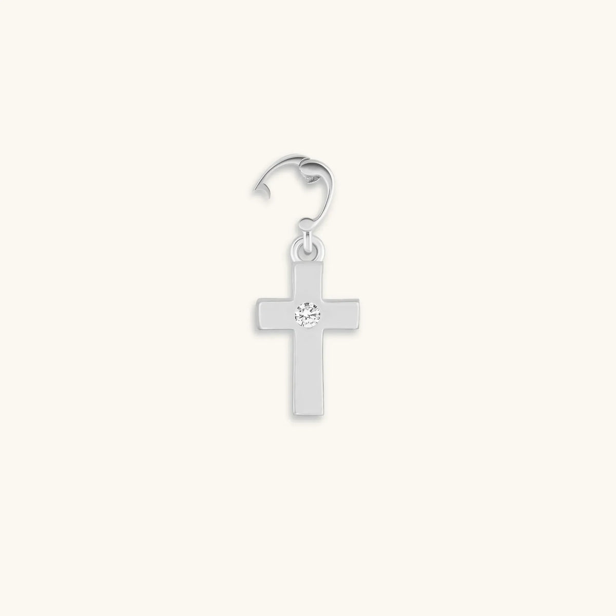 Gleaming Faith Silver Cross Charm
