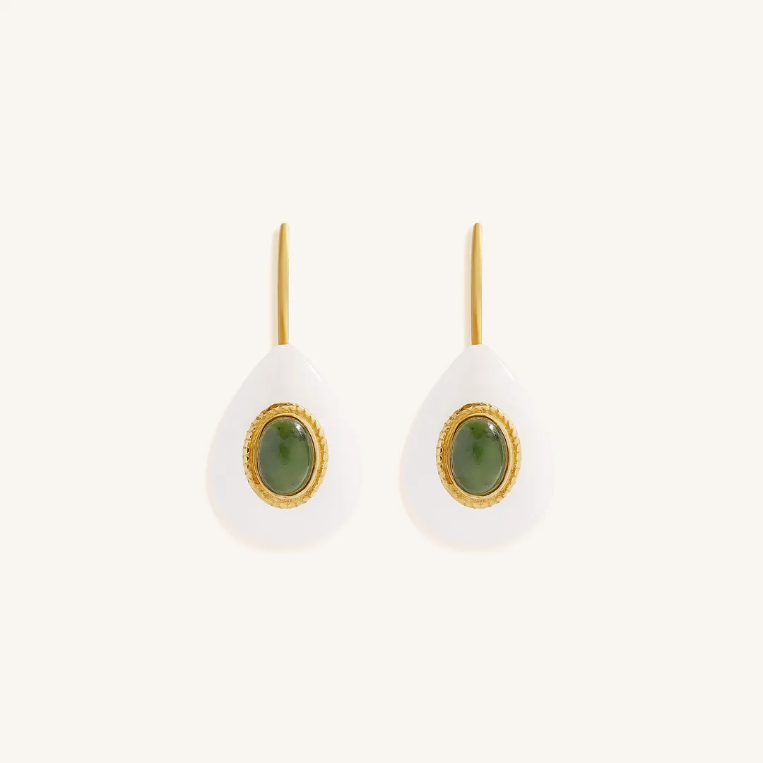 Guiding Light Quartz & Jade Dangle Earrings