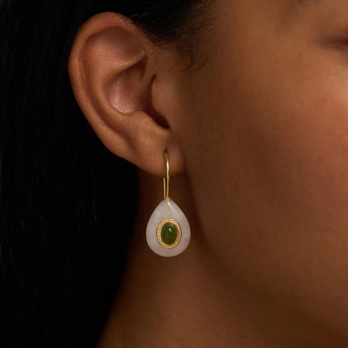 Guiding Light Quartz & Jade Dangle Earrings