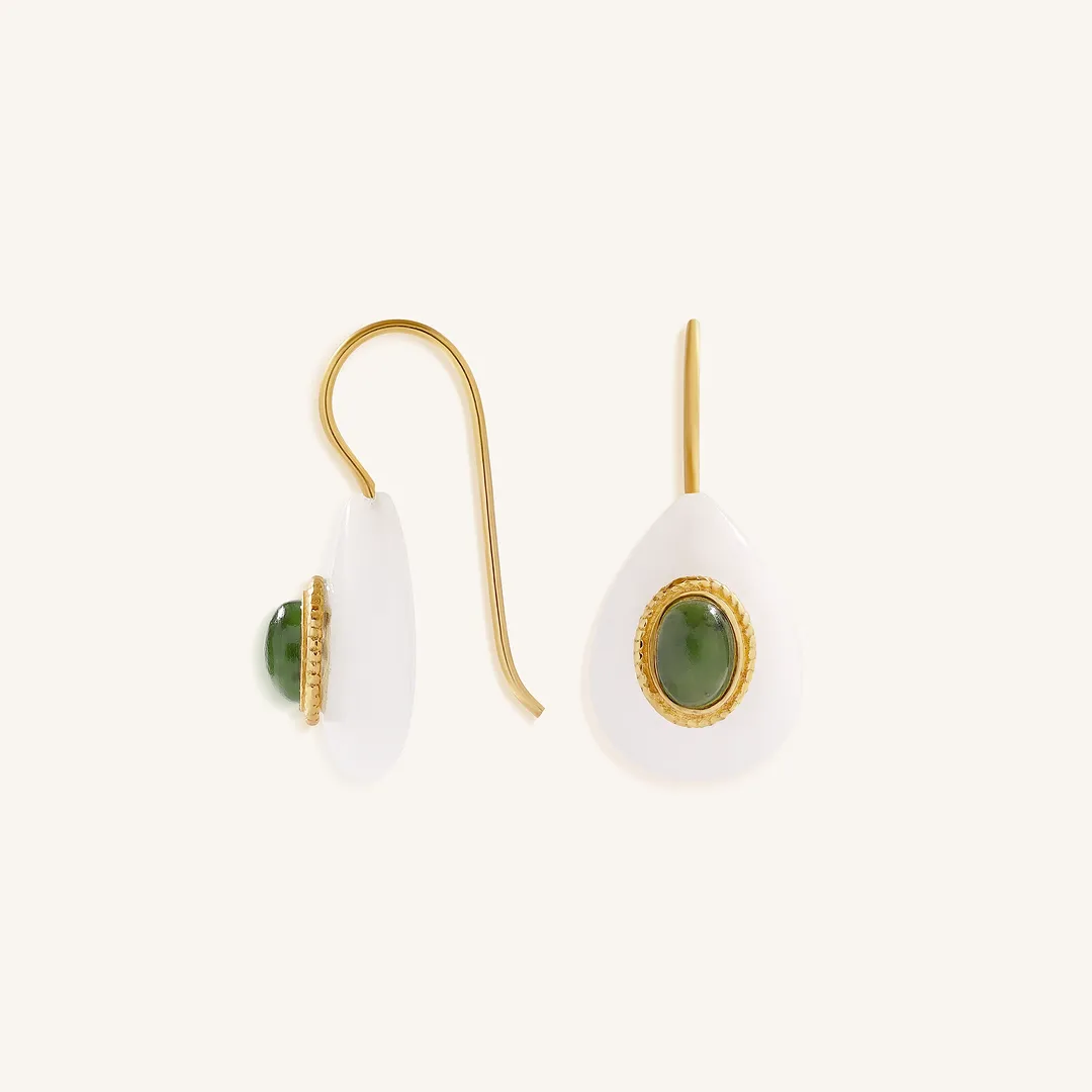 Guiding Light Quartz & Jade Dangle Earrings