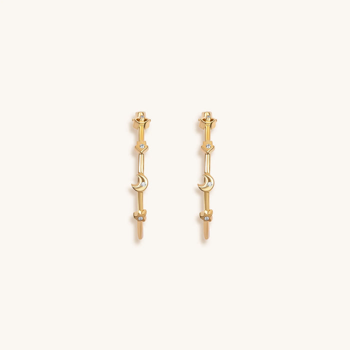 Universal Spirituality Multi Symbol Hoop Earrings