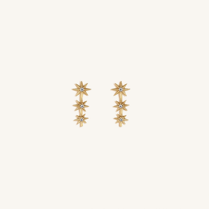 Celestial Being Star Gold Climber Earrings