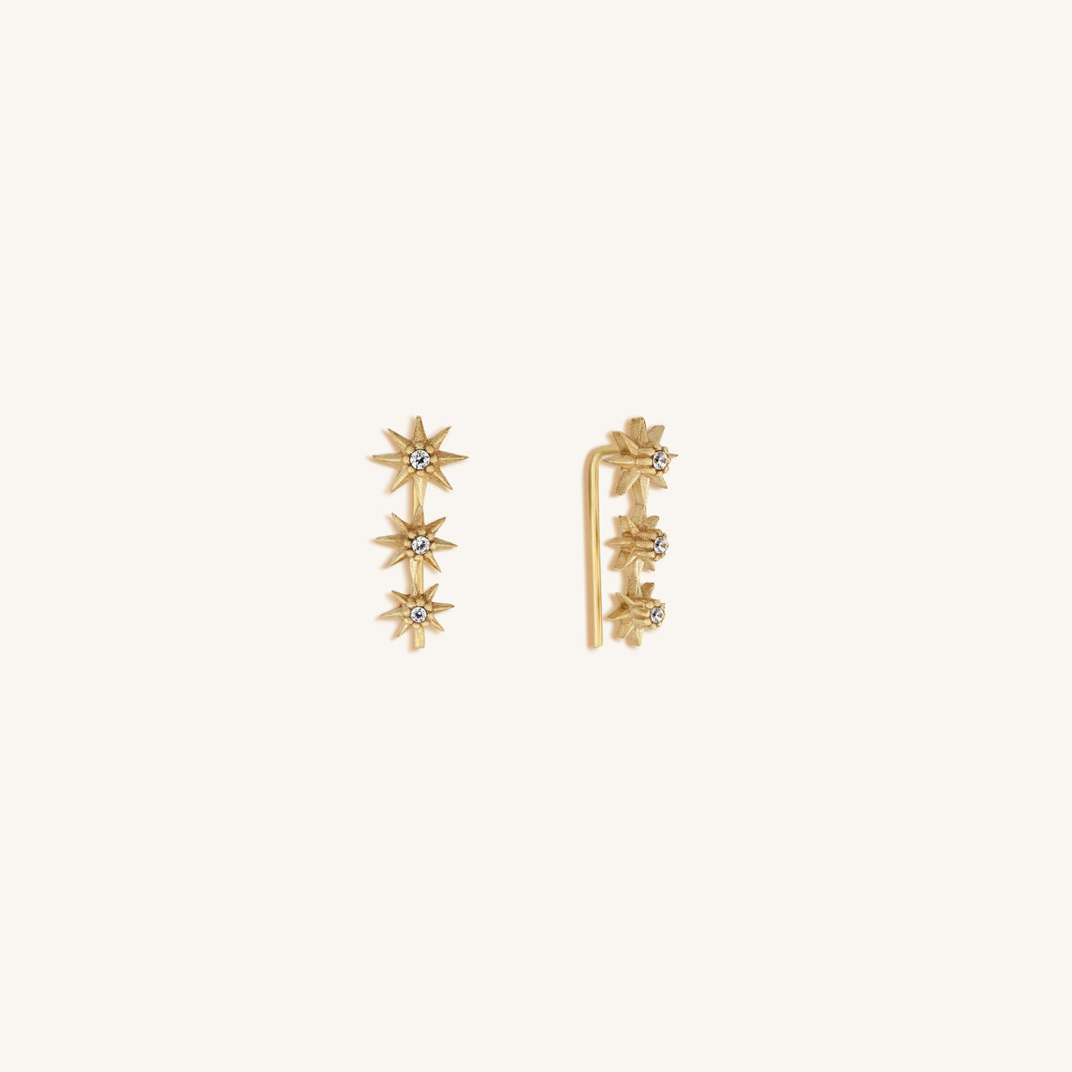 Celestial Being Star Gold Climber Earrings