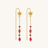 Opulent Soul Ruby Butterfly Gold Drop Earrings