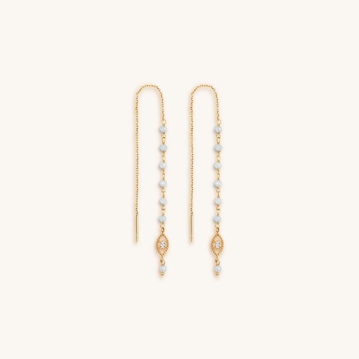 Flowing Frequency Aquamarine Evil Eye Earrings