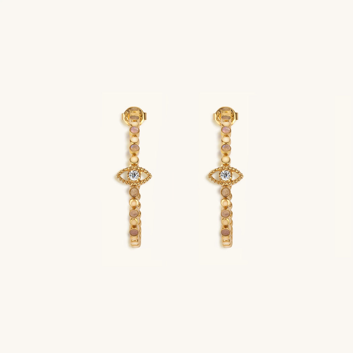 Amplified Insight Evil Eye Moonstone Hoop Earrings