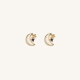 Embrace the Light Enamel Moon & Star Diamond Stud Earrings