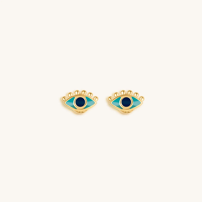 Highest Frequency - Blue Enamel Evil Eye Stud Earrings