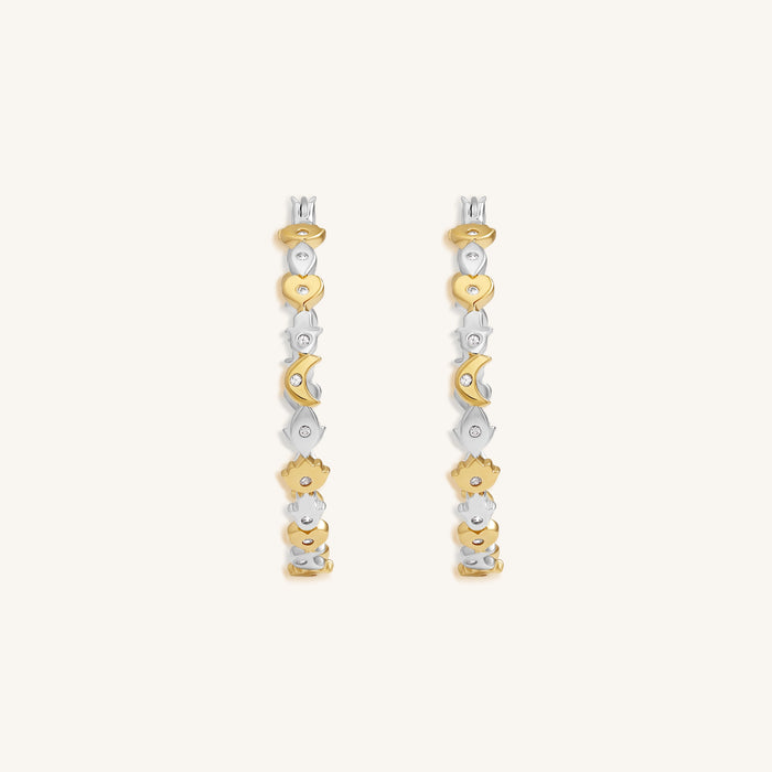 Radiant Path Multi-Symbol Gold Hoop Earrings
