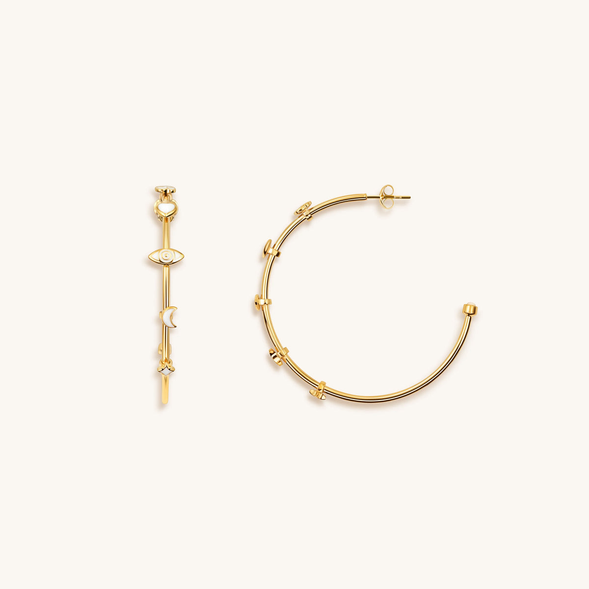 Feminine Spirituality - Multi Symbol Hoop Earrings