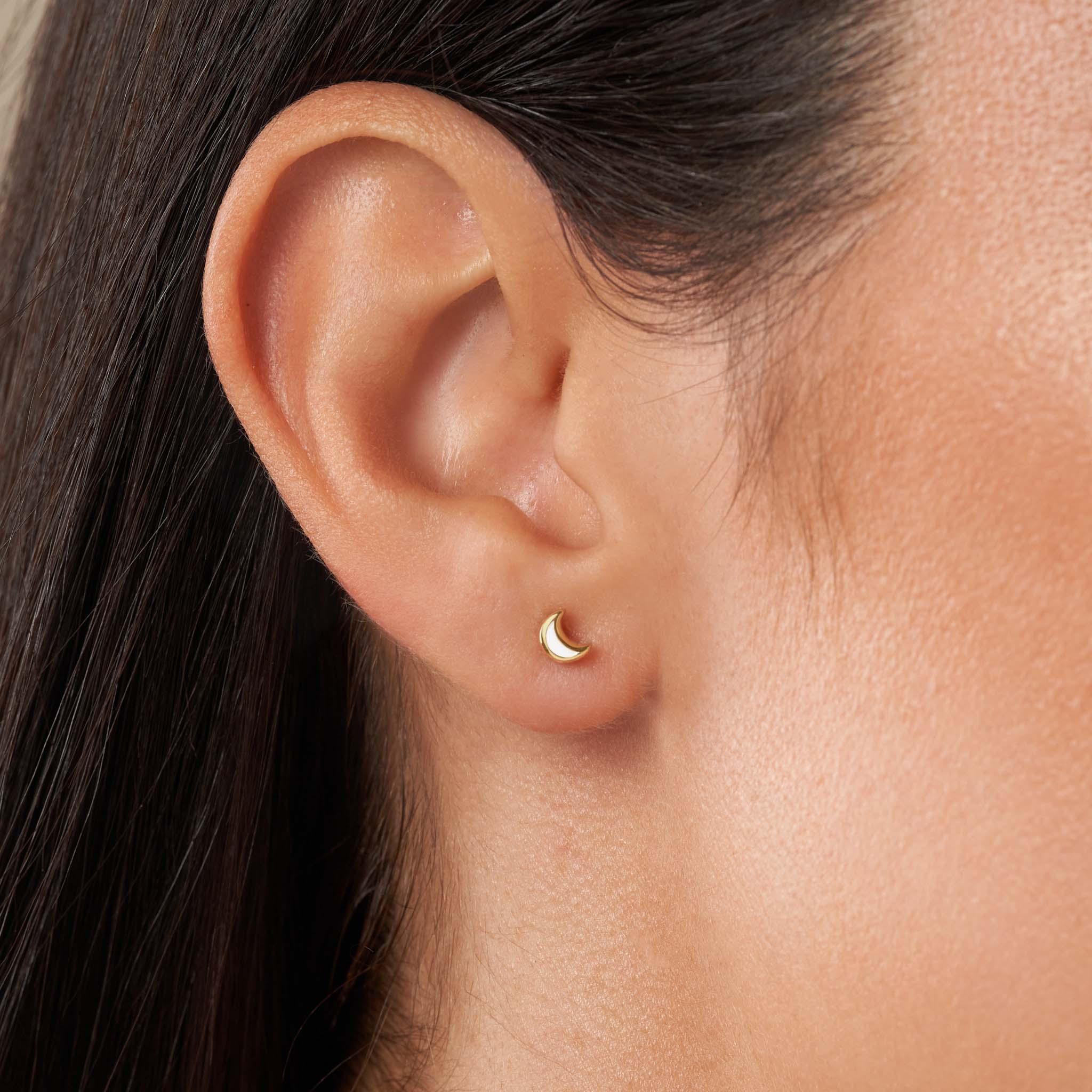 Subtle Serenity Gold Moon Post Earring