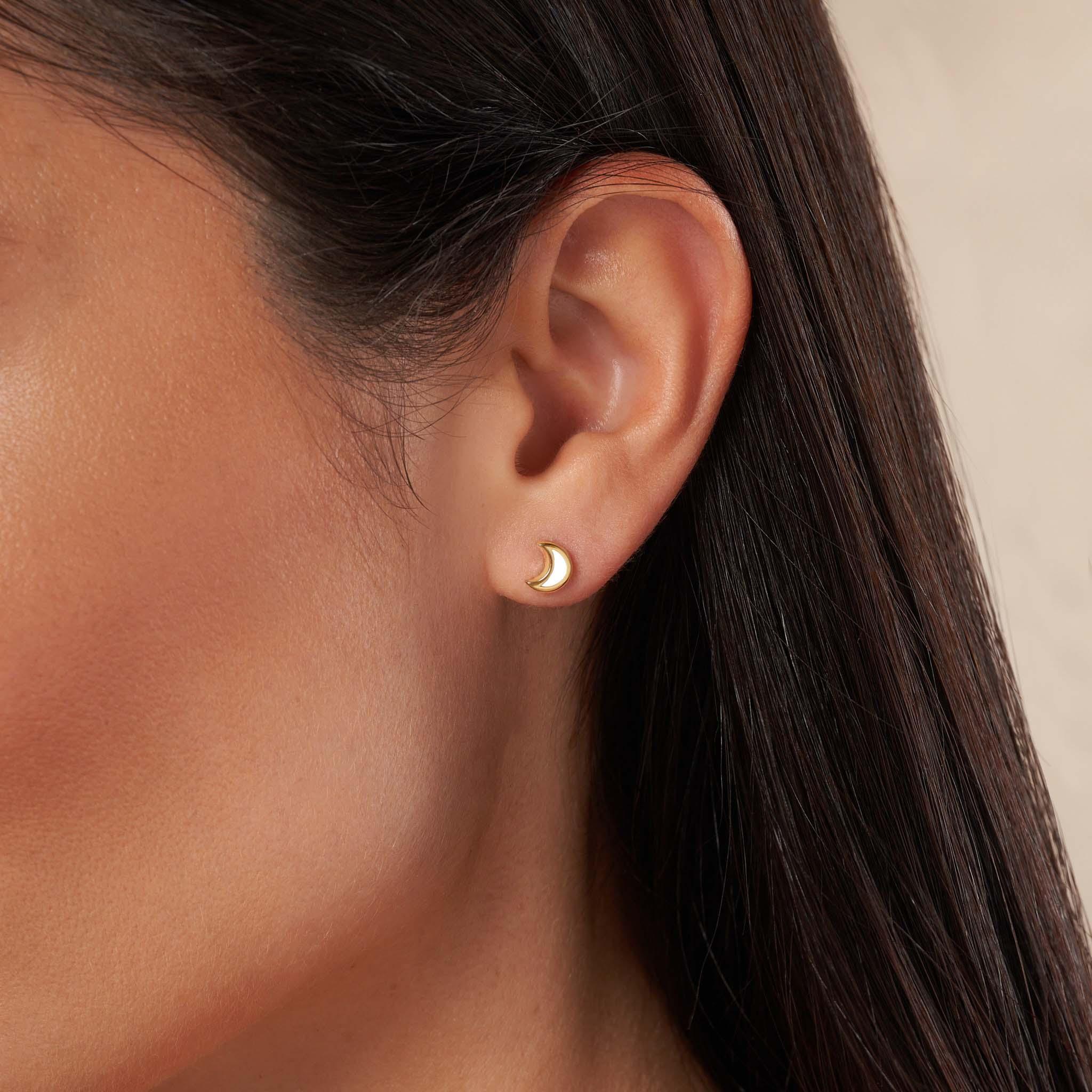 Subtle Serenity Gold Moon Post Earring