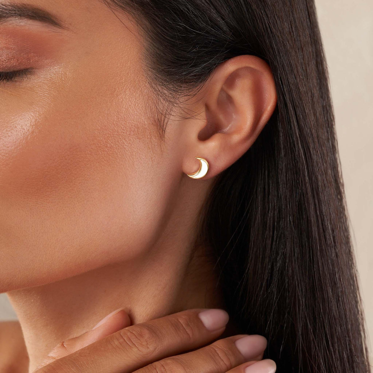 Subtle Serenity Gold Moon Post Earring