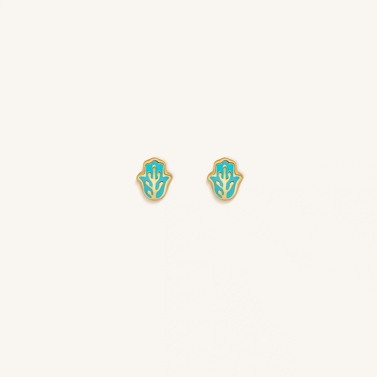 Graceful Strength Blue Hamsa Hand Earrings