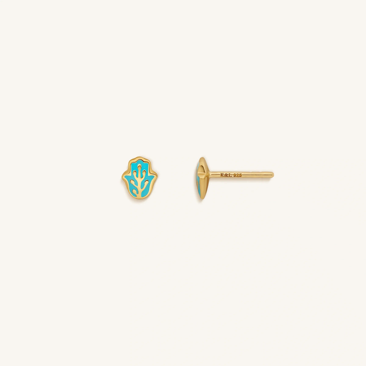 Graceful Strength Blue Hamsa Hand Earrings