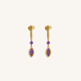 Radiant Clarity Amethyst Evil Eye Gold Earrings