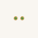 Dawn Sentinel Peridot August Birthstone Evil Eye Gold Stud Earrings
