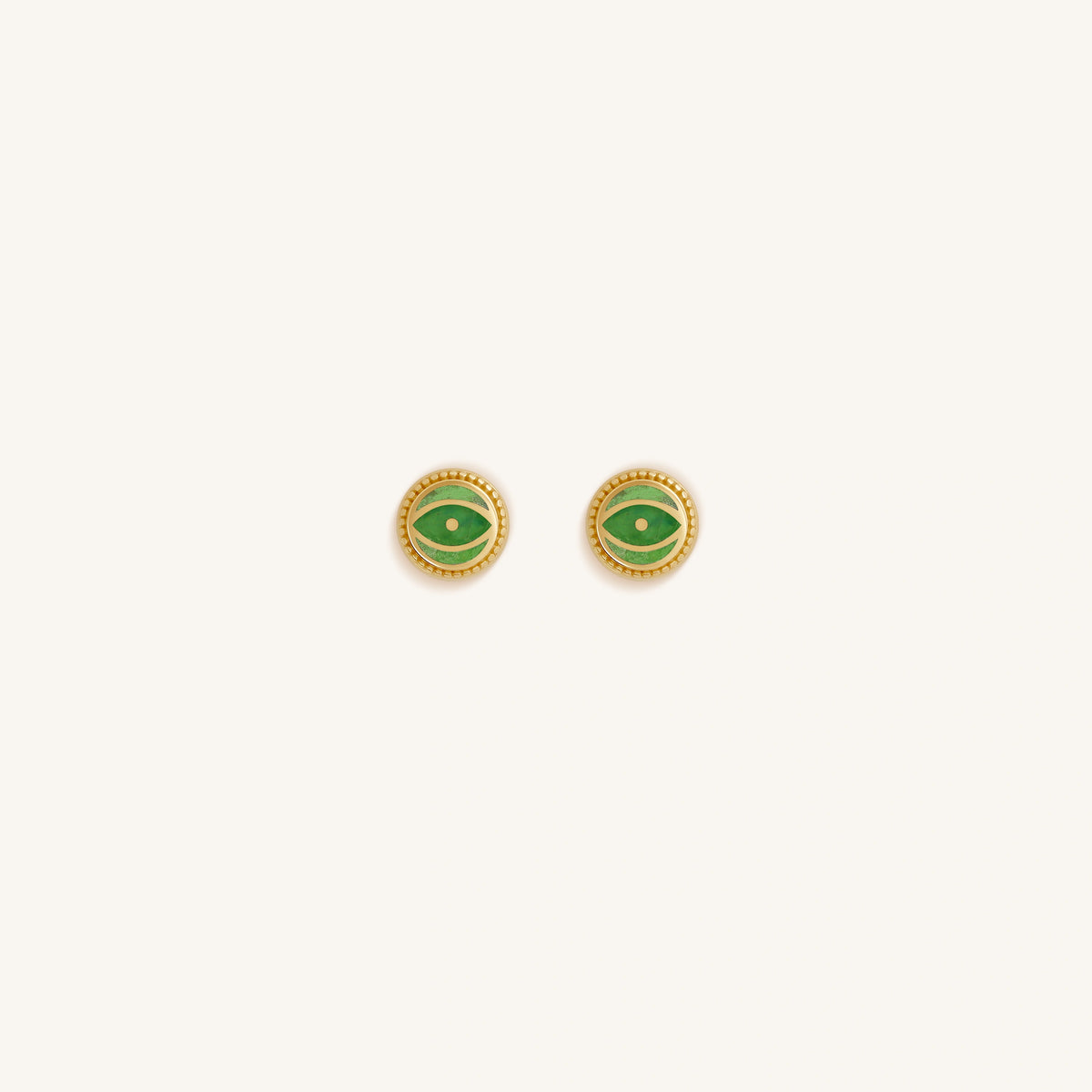 Dawn Sentinel Peridot August Birthstone Evil Eye Gold Stud Earrings