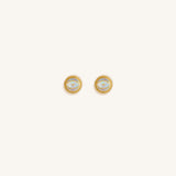 Luminous Shield Opal October Birthstone Evil Eye Gold Stud Earrings