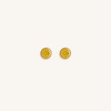 Solar Guard Citrine November Birthstone Evil Eye Gold Stud Earrings