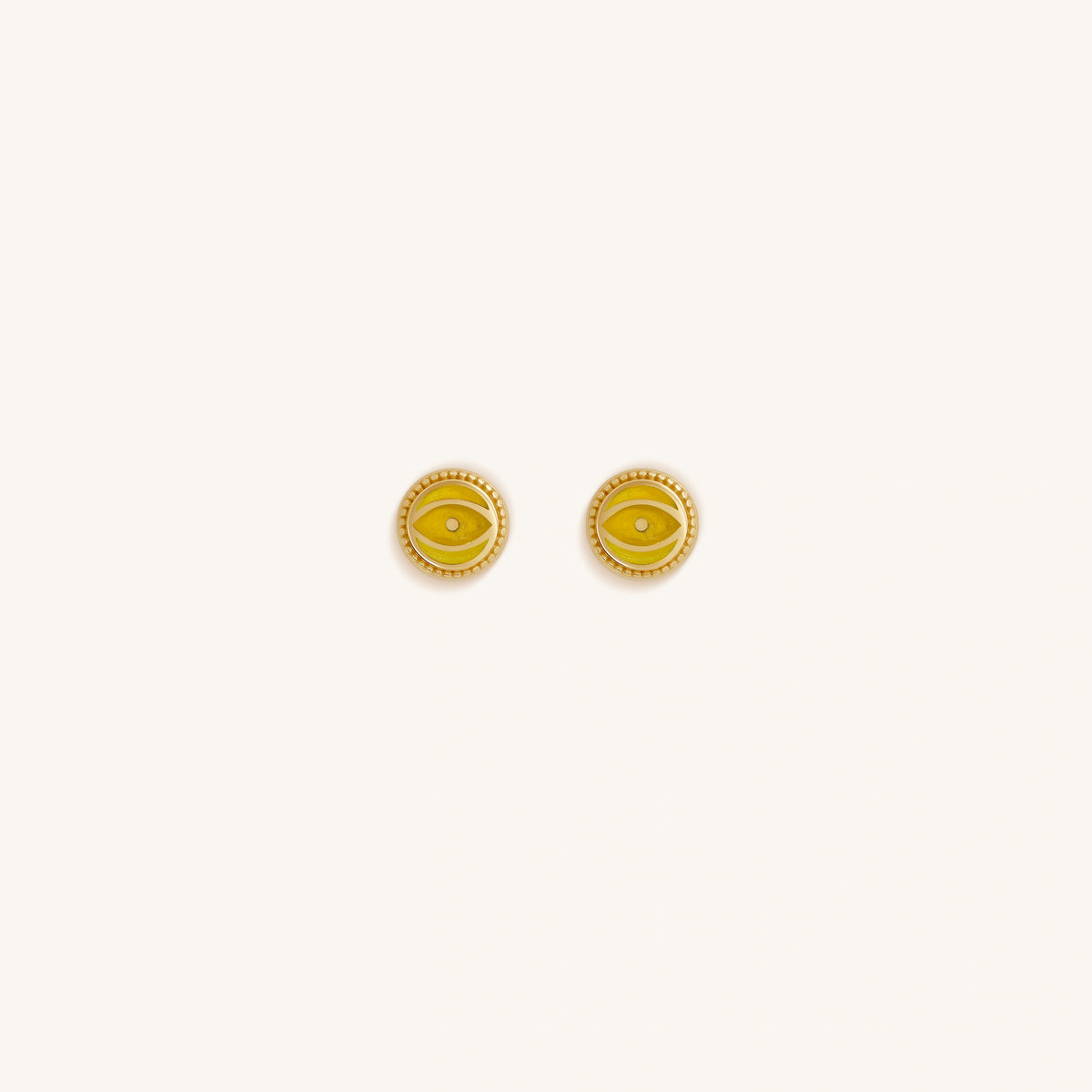 Solar Guard Citrine November Birthstone Evil Eye Gold Stud Earrings
