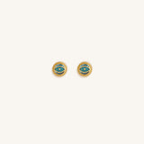 Guardian’s Whisper Turquoise December Birthstone Evil Eye Gold Stud Earrings