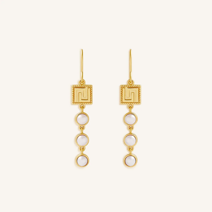 Graceful Harmony Pearl Greek Key Earrings