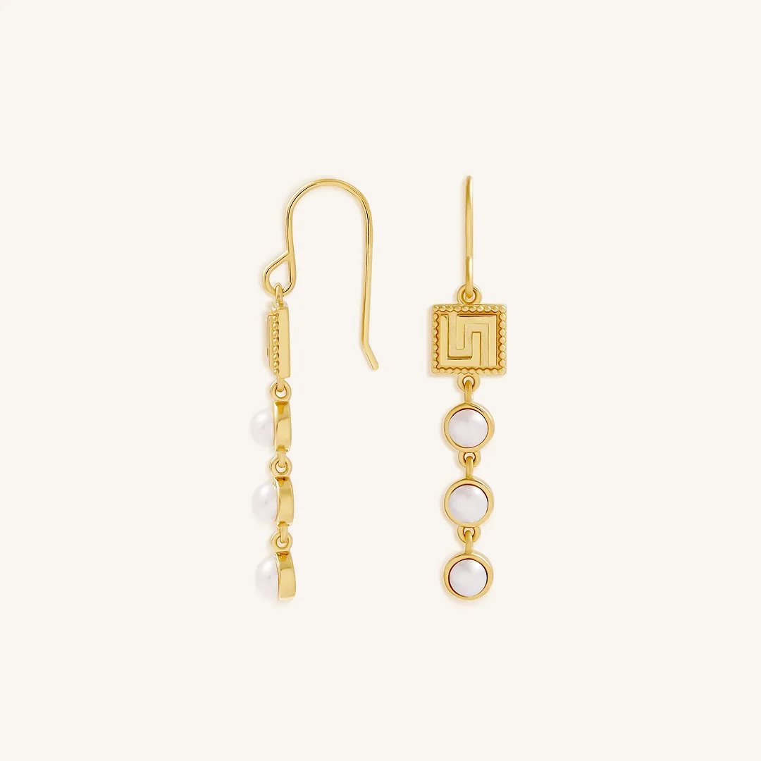 Graceful Harmony Pearl Greek Key Earrings